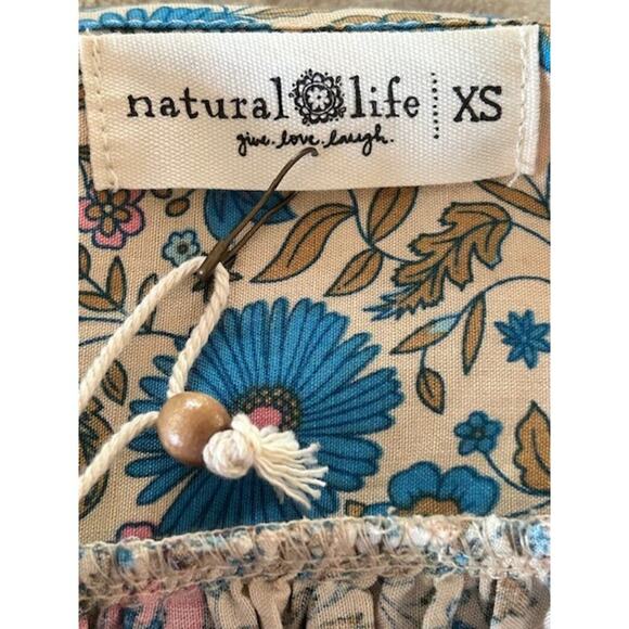 Natural Life Boho Floral Sundress - XS - Blue/Tan Rayon NWT - Picture 6 of 7